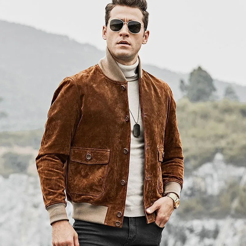 High quality leather cut pigskin men's jacket sleeve collar collar simple button causal coat
High quality leather cut pigskin men's jacket sleeve collar collar simple button causal coat