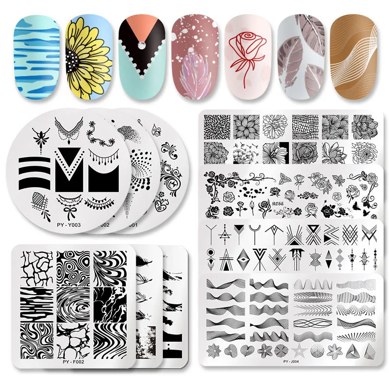 Nail Art Stainless Steel Printing Plate Blue Film Steel Plate Geometric Flower Series Painted Printing Transfer Template Nails Nail Art Stainless Steel Printing Plate Blue Film Steel Plate Geometric Flower Series Painted Printing Transfer Template Nails