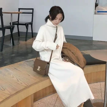 Autumn Winter Sweater Dress Women Oversize Knitted Dress Turtleneck Long Sleeve Warm Loose Long Dress Thicken Pullovers V918
Autumn Winter Sweater Dress Women Oversize Knitted Dress Turtleneck Long Sleeve Warm Loose Long Dress Thicken Pullovers V918