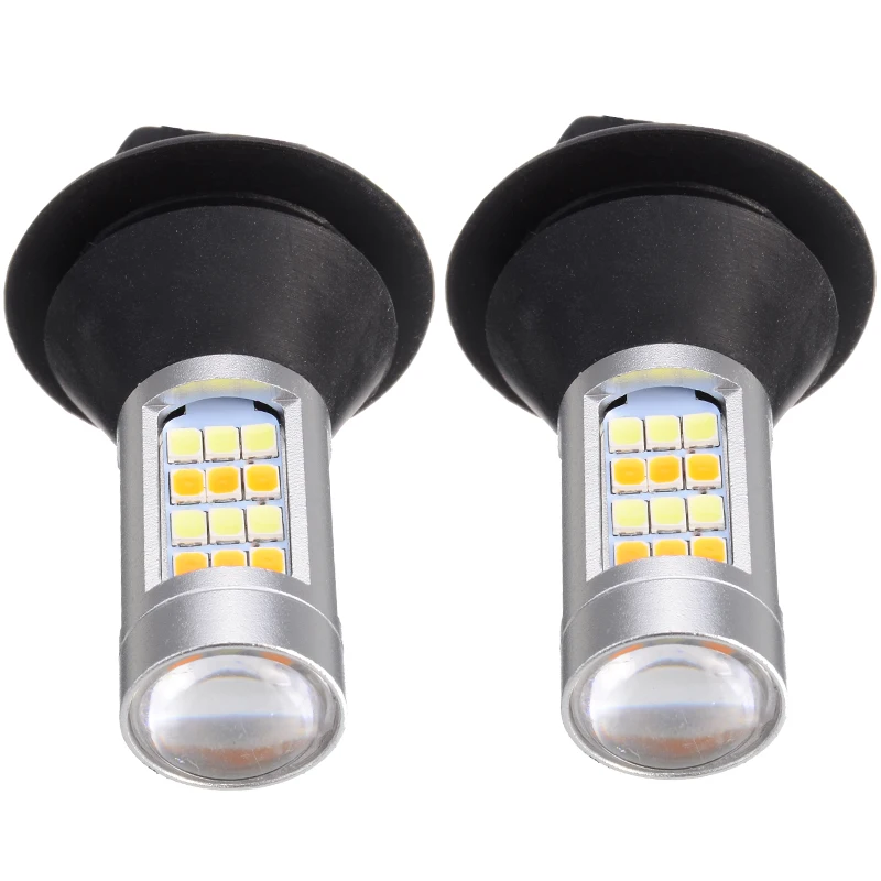 2pcs 1156 High Power Dual Color Switchback LED Bulb P21W S25 BA15S 2835 42LED Daytime Running Turn Signal Lamp with Decoders