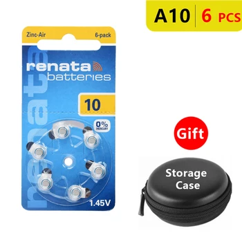

Hearing Aid Batteries Size 10 za Renata,Pack of 6,Yellow Tab PR70 1.4V Type A10 e10 Zinc Air Amplifier Battery p10 with Box