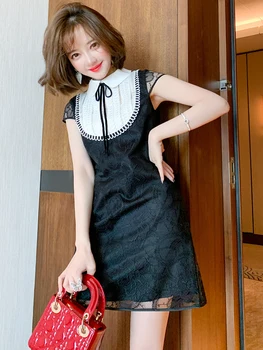 Fashion Contrasting Color Lace Stitching Doll Collar Lace Crocheted Dress Female 2020 Early Autumn New Style
Fashion Contrasting Color Lace Stitching Doll Collar Lace Crocheted Dress Female 2020 Early Autumn New Style