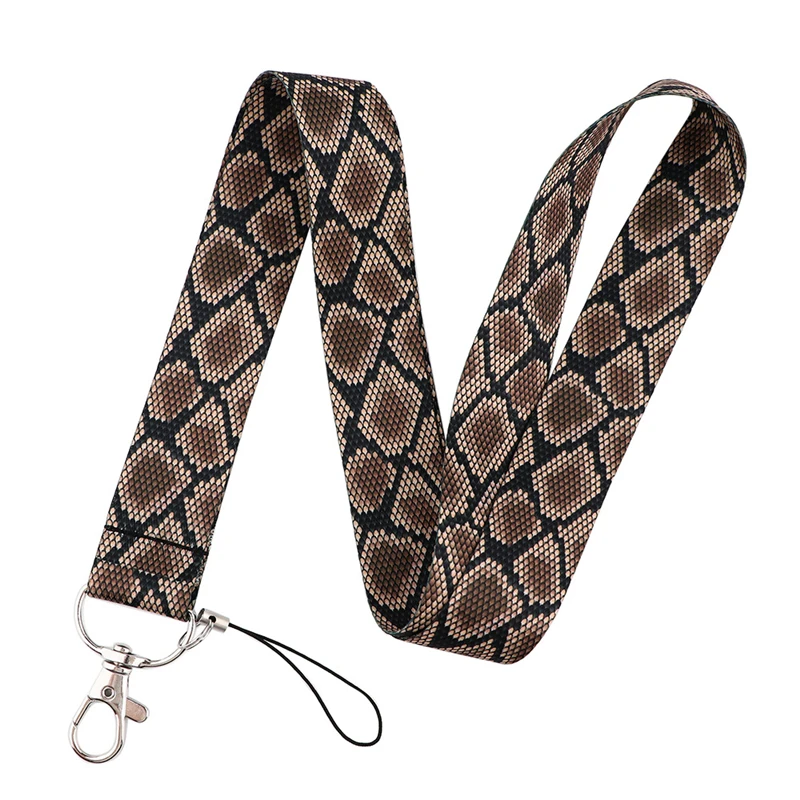 

30pcs Python Texture Lanyard Keys Phone Holder Funny Neck Strap With Keyring ID Card DIY Animal webbings ribbons Hang Rope