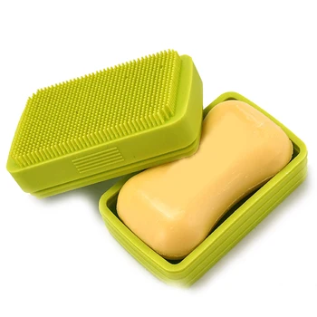 Soap Container Storage Box with Shower Brush Creative Silicone Lid & Drain Box & Bath Brush for Bathroom Multifunction Soap Dish
Soap Container Storage Box with Shower Brush Creative Silicone Lid & Drain Box & Bath Brush for Bathroom Multifunction Soap Dish