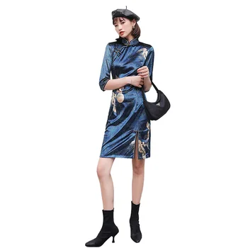 2020 chinese women qipao plus vantage print flower cheongsam stain long dresses elegant female chinese dress
2020 chinese women qipao plus vantage print flower cheongsam stain long dresses elegant female chinese dress