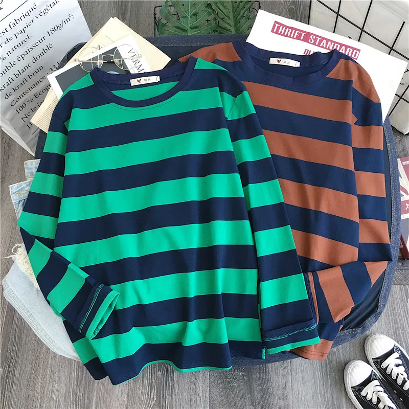 2020 Oversized vintage stripe print autumn Korean fashion harajuku women clothes tunic long Sleeve t shirt plus size luxury tops
2020 Oversized vintage stripe print autumn Korean fashion harajuku women clothes tunic long Sleeve t shirt plus size luxury tops