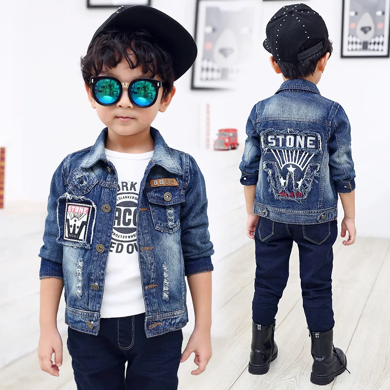 2019 Spring New Style Korean-style BOY'S Childrenswear Children Applique W Word with Holes Jeans Coat on Behalf
2019 Spring New Style Korean-style BOY'S Childrenswear Children Applique W Word with Holes Jeans Coat on Behalf
