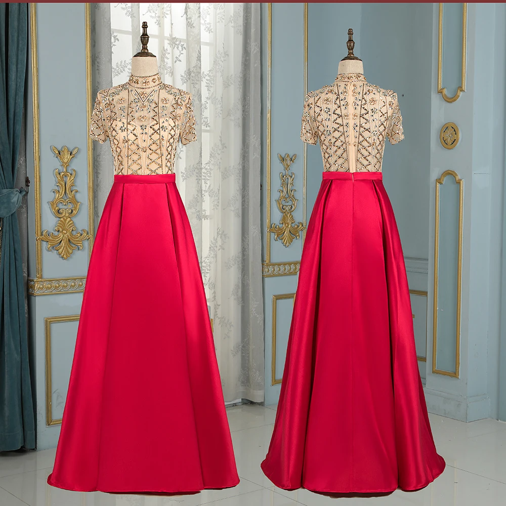 2019 Red and gold tulle Evening Dresses A-Line with beading floor length formal party gowns sleeveless zipper back
2019 Red and gold tulle Evening Dresses A-Line with beading floor length formal party gowns sleeveless zipper back