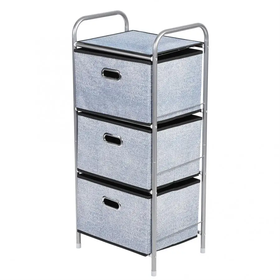Bedroom 3 Tier Fabric Storage Drawers Shelf Wardrobe Closet
