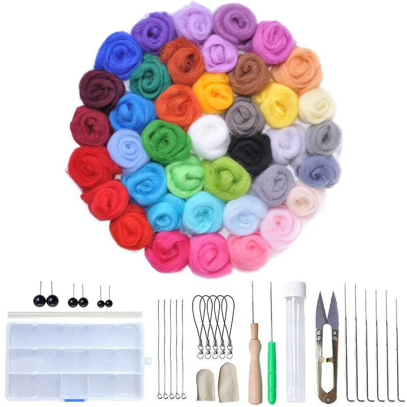 1 Set 40 Colors Wool Felt Needles Tools Needle Felting Mat Starter DIY Kit Gifts Wolviltnaalden gereedschapsset H99F
1 Set 40 Colors Wool Felt Needles Tools Needle Felting Mat Starter DIY Kit Gifts Wolviltnaalden gereedschapsset H99F