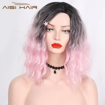 AISI HAIR Ombre Black to Pink Wig Synthetic Short Wavy Wigs for Black Women 5 Colors Available Natural Side Part Purple Wigs
AISI HAIR Ombre Black to Pink Wig Synthetic Short Wavy Wigs for Black Women 5 Colors Available Natural Side Part Purple Wigs