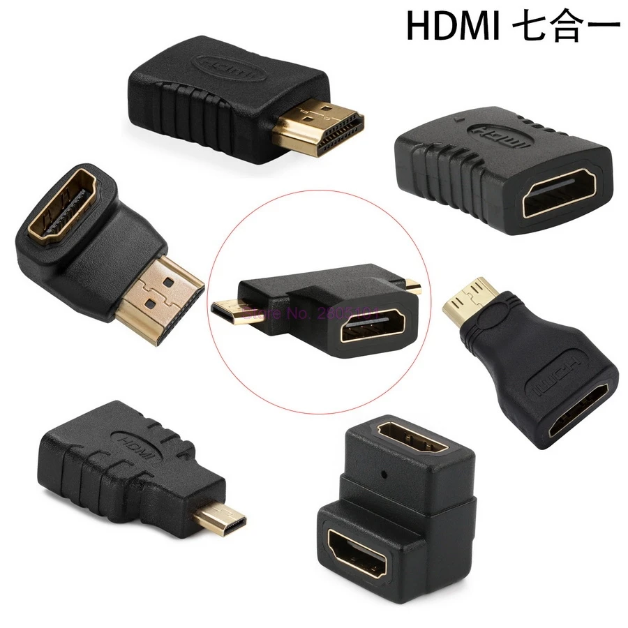 50pcs 7pcs 2 in 1 HDMI Adapter kit High Quality Mini Micro Extender Converter Connector Kits for HDTV | Электроника