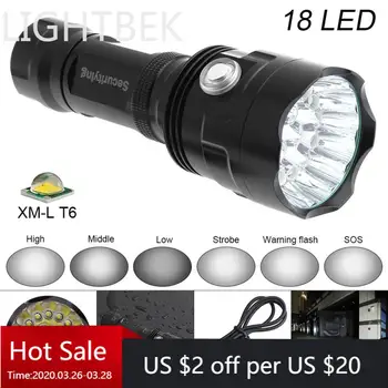 

SecurityIng Super Bright 18x XM-L T6 LED 9000 Lumens Waterproof Flashlight Torch with 6 Modes Light USB charging for Outdoor