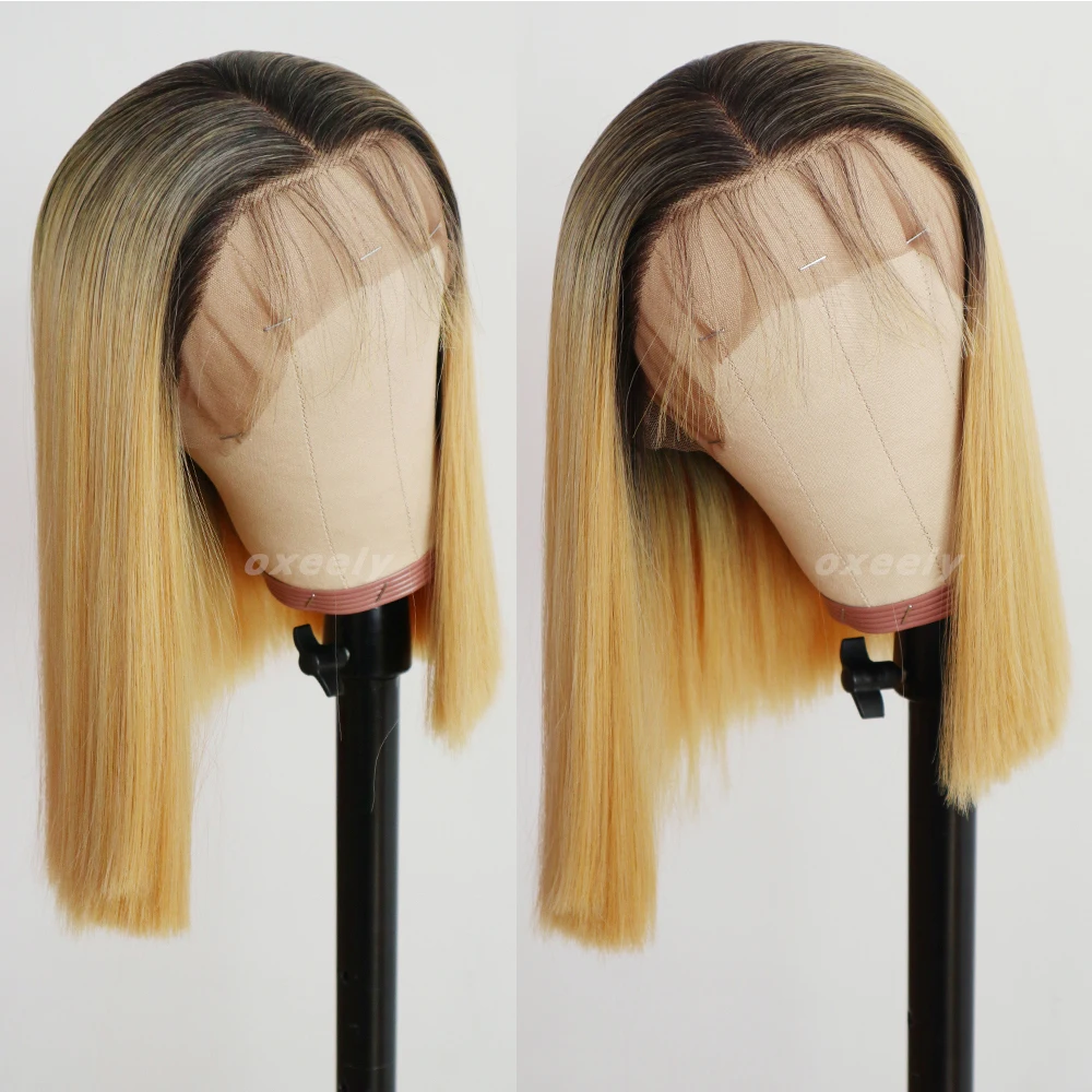Oxeely 13x4 Lace Front Wigs Short Bob Yellow Ombre Color Synthetic Hair Wigs with Baby Hair Natural Hairline Glueless for Women
Oxeely 13x4 Lace Front Wigs Short Bob Yellow Ombre Color Synthetic Hair Wigs with Baby Hair Natural Hairline Glueless for Women