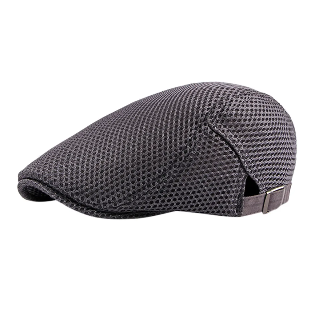 FREE OSTRICH Casual Unisex Breathable Mesh Flat Top Hat Beret Summer Style Adjustable Solid Color | Аксессуары для одежды