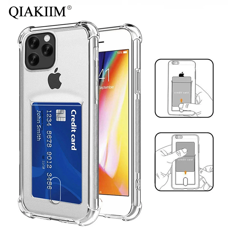 Чехол с отделением для карт Huawei мат 30 Pro P30 P20 Lite iPhone 12 11 Max XS XR X прозрачный