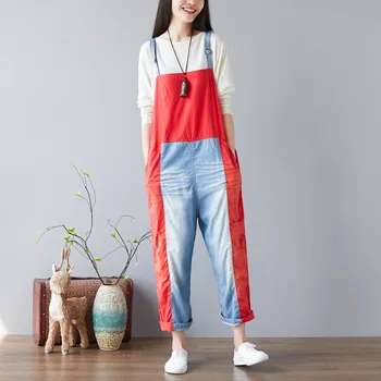 Lady Personality LooseJumpsuit Women Hit the Color Stitching Denim Jumpsuit Summer 2020 Womens Casual Stitching Rompers 
Lady Personality LooseJumpsuit Women Hit the Color Stitching Denim Jumpsuit Summer 2020 Womens Casual Stitching Rompers