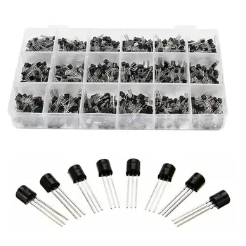 900Pcs/Box 18Values TO-92 Transistor Assortment Kit A1015 2N2222 C1815 S8050 2N3904 2N3906 S9012 NPN/PNP Transistors Set Pack
900Pcs/Box 18Values TO-92 Transistor Assortment Kit A1015 2N2222 C1815 S8050 2N3904 2N3906 S9012 NPN/PNP Transistors Set Pack