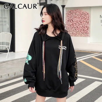 GALCAUR Drawstring Lace Up Sweatshirt For Women Hooded Long Sleeve Large Size Loose Female Pullovers 2020 Autumn Fashion Clothes
GALCAUR Drawstring Lace Up Sweatshirt For Women Hooded Long Sleeve Large Size Loose Female Pullovers 2020 Autumn Fashion Clothes