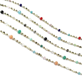 1 Meter Handmade Gold Wire Wrapped Rosary Chain stone Beads Chains for Necklaces Bracelets Anklet Making DIY Jewelry Findings
1 Meter Handmade Gold Wire Wrapped Rosary Chain stone Beads Chains for Necklaces Bracelets Anklet Making DIY Jewelry Findings