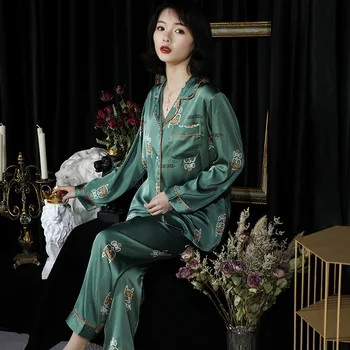 Casual Sleepwear Home Clothes Kimono Robe Gown Satin Nightwear Bathrobe Women Print 2PCS Pajamas Set Shirt&Pants Sleepwear
Casual Sleepwear Home Clothes Kimono Robe Gown Satin Nightwear Bathrobe Women Print 2PCS Pajamas Set Shirt&Pants Sleepwear