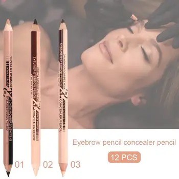 New Hot 12pcs/lot Waterproof Longlasting Cosmetic 2 In 1 Pencil Makeup Concealer+Eyebrow Pencil Two-head Pencils Manufacturer 
New Hot 12pcs/lot Waterproof Longlasting Cosmetic 2 In 1 Pencil Makeup Concealer+Eyebrow Pencil Two-head Pencils Manufacturer