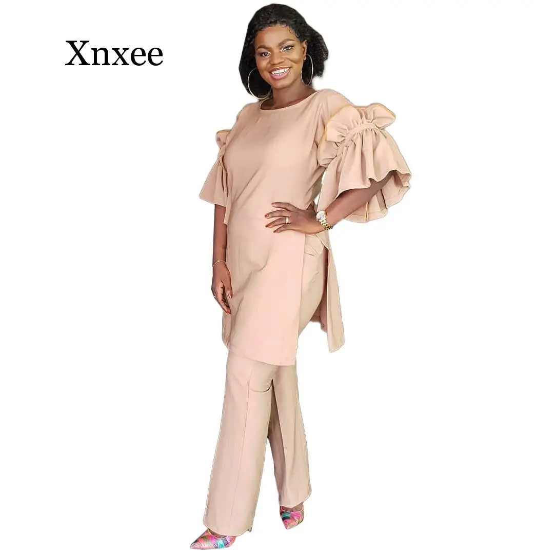 Summer Tracksuit Women Set O Neck Half Sleeve Solid Color Suit Two Piece Set Top Pants Casual Loose Women Africa Style Outfits
Summer Tracksuit Women Set O Neck Half Sleeve Solid Color Suit Two Piece Set Top Pants Casual Loose Women Africa Style Outfits