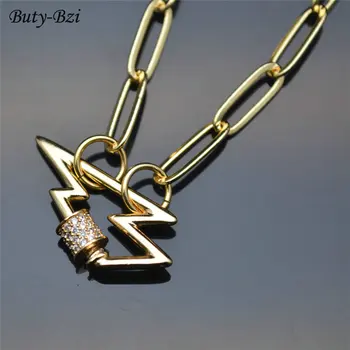 New Arrival Unique CZ Beads Lightning Shape Pendant Clasps Thick Link Necklace Expensive Jewelry Hyperbole Costume Accessories
New Arrival Unique CZ Beads Lightning Shape Pendant Clasps Thick Link Necklace Expensive Jewelry Hyperbole Costume Accessories