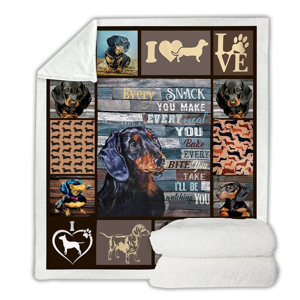 

I love The Dachshund Cozy Premium Fleece Blanket 3D All Over Printed Sherpa Blanket on Bed Home Textiles 08