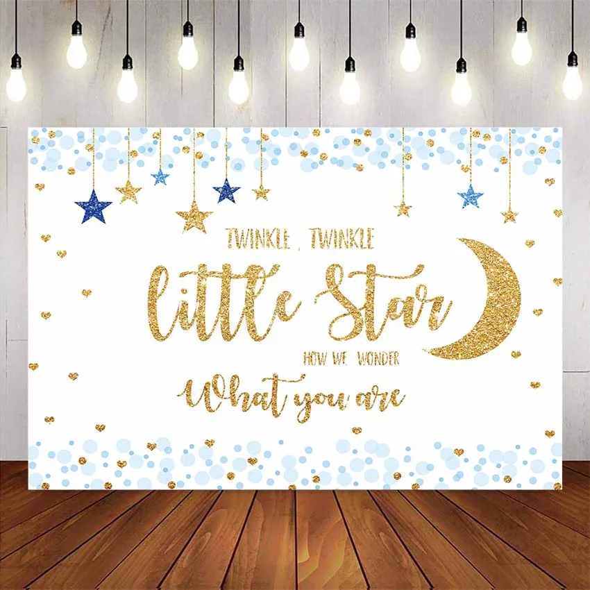 С золотым блеском фон baby shower twinkle маленькая звезда для фото студия синий