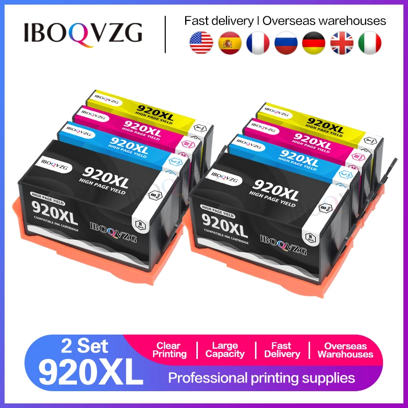 

IBOQVZG 4 Compatible Ink for HP 920 XL CD975AE CD972AE CD973AE CD974AE Cartridge for HP OfficeJet 6000 6500 7000 Printer