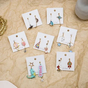 Fun cartoon earrings dinosaur rocket balloon bunny lollipop asymmetrical drop earrings S925
Fun cartoon earrings dinosaur rocket balloon bunny lollipop asymmetrical drop earrings S925