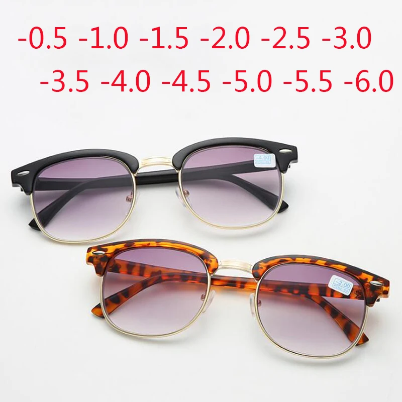 

Men's Myopia Sun Glasses -0.50 -1.0 -2.0 -6.0 Women's Eyeglasses Grey Gradient Lens Spectacles UV400 Reading +100 +150 +400