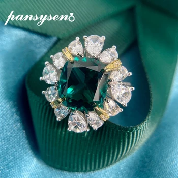 PANSYSEN Top Quality Fine Jewelry 10x11MM Emerald Diamond Ring Pure 925 Sterling Silver Anniversary Party Gift Rings for Women
PANSYSEN Top Quality Fine Jewelry 10x11MM Emerald Diamond Ring Pure 925 Sterling Silver Anniversary Party Gift Rings for Women