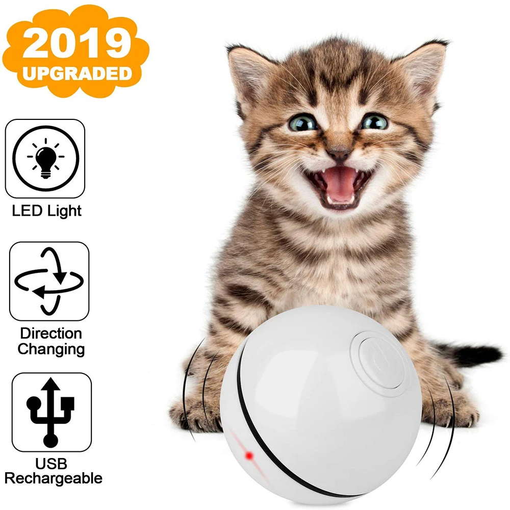 Cat Toy Ball, USB Rechargeable 360 Degree Smart Self Rolling Interactive Pet Toy, Built-in Spinning LED Light for Cat Chase Play
Cat Toy Ball, USB Rechargeable 360 Degree Smart Self Rolling Interactive Pet Toy, Built-in Spinning LED Light for Cat Chase Play
