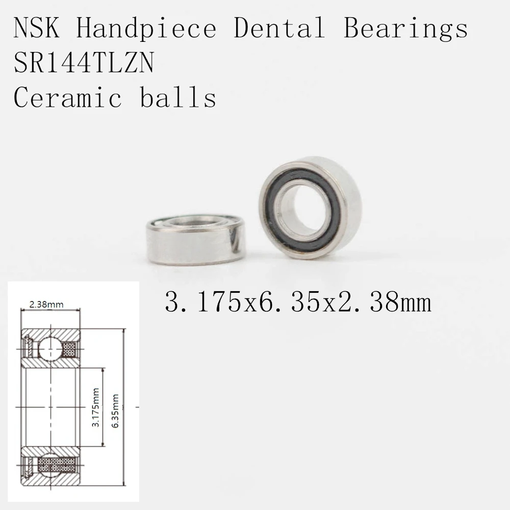 

10pcs High Speed Handpiece Turbine Ceramic Laboratory Dental Bearings NSK RUCA SR144TLZN 3.175x6.35x2.38mm SR144