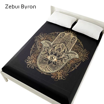 3D Bed Sheets On Elastic Band Bed,Fitted Sheet 160x200,Mattress Cover for bed.Bedsheet Bedding,Linen Ornate amulet Hamsa Hand