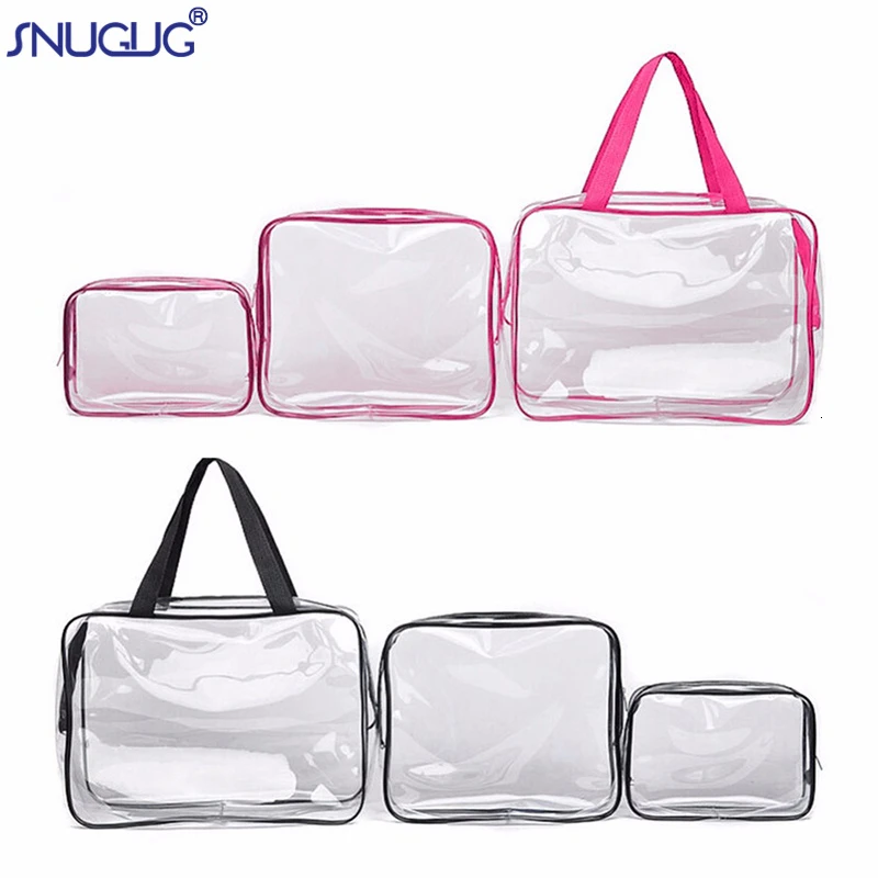 SNUGUG Brand Waterproof Women Cosmetic Bags Transparent Kit Zipper Travel Toiletry Bag For Woman Pvc Makeup Organizer | Багаж и сумки