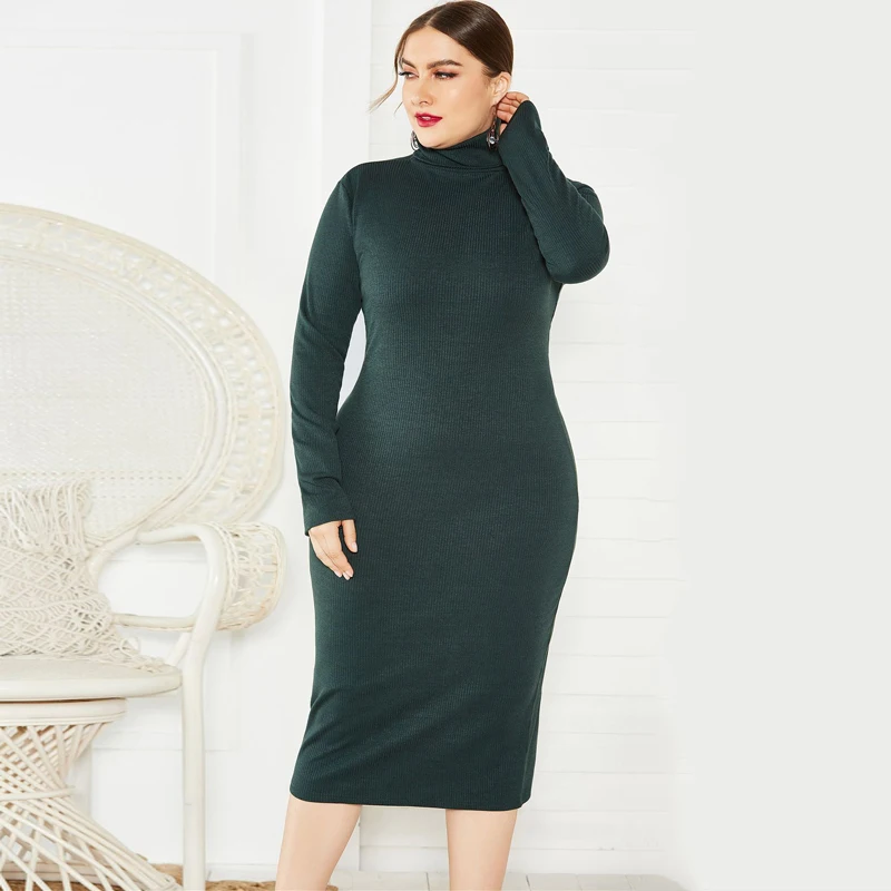Plus Size Autumn Winter Warm Robe Elastic Dress Turtleneck Sweater Bodycon Dress Long Sleeve Slim Knitted Vestidos Dress Female
Plus Size Autumn Winter Warm Robe Elastic Dress Turtleneck Sweater Bodycon Dress Long Sleeve Slim Knitted Vestidos Dress Female