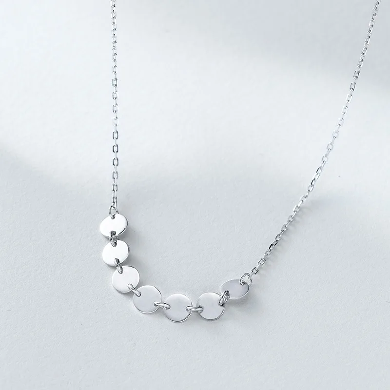 Yi te 925 Sterling Hipster Small Wafer Bright Surface Clavicle Necklace Korean-style Sweet Simple Necklace Factory on Behalf 
Yi te 925 Sterling Hipster Small Wafer Bright Surface Clavicle Necklace Korean-style Sweet Simple Necklace Factory on Behalf
