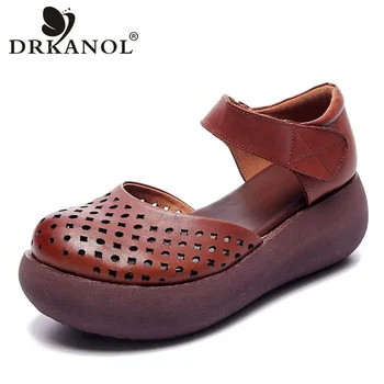 DRKANOL Handmade Genuine Leather Sandals Women Wedges Heel Sandals Retro Casual Round Toe Platform Sandals Summer Shoes Female 
DRKANOL Handmade Genuine Leather Sandals Women Wedges Heel Sandals Retro Casual Round Toe Platform Sandals Summer Shoes Female