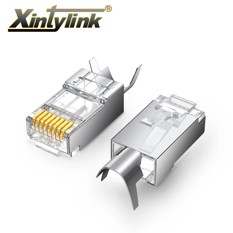 

xintylink cat7 rj45 connector rj 45 ethernet cable plug cat6a 8P8C stp shielded cat.7 cat.6a network jack modular 10/50/100pcs