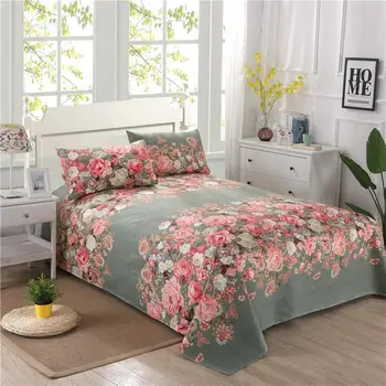 

40 Vibrant Flowers Bed Sheet Pillow shams Wrinkle & Fade Resistant Bedding Top Flat sheet Shabby Cotton Bed sheet set