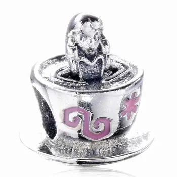 New 925 Sterling Silver Bead Charm Pink & White Enamel Alice In Wonderland Tea Cup Beads Fit Bracelet Bangle DIY Jewelry
New 925 Sterling Silver Bead Charm Pink & White Enamel Alice In Wonderland Tea Cup Beads Fit Bracelet Bangle DIY Jewelry