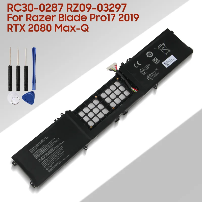 Replacement Laptop Battery RC30-0287 For Razer Blade Pro17 2019 RZ09-03297 RTX 2080 Max-Q Laptop Battery 4583mAh
Replacement Laptop Battery RC30-0287 For Razer Blade Pro17 2019 RZ09-03297 RTX 2080 Max-Q Laptop Battery 4583mAh
