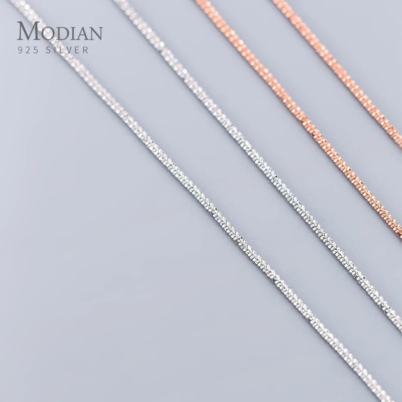 Цепочка MODIAN из настоящего серебра 925 пробы женская короткое ожерелье розового