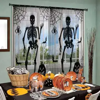 Lace Skull Spiderweb Window Door Curtain Halloween Haunted House Home Tassel Party Supplies Party Curtains Fabric Tablecloth
Lace Skull Spiderweb Window Door Curtain Halloween Haunted House Home Tassel Party Supplies Party Curtains Fabric Tablecloth