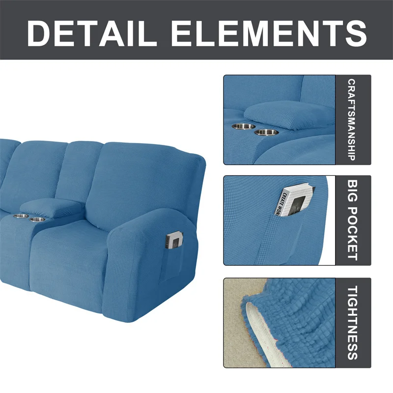 Housse extensible pour fauteuil inclinable 3 places, avec porte-gobelet, en polaire, pour salon Housse extensible pour fauteuil inclinable 3 places, avec porte-gobelet, en polaire, pour salon