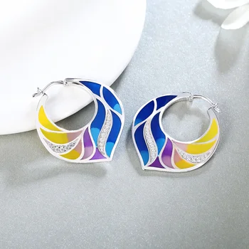 Authentic Earrings 925 Sterling Silver Colorful Enamel Flower drop Earring White Cubic Zirconia for Women Party fashion Jewelry 
Authentic Earrings 925 Sterling Silver Colorful Enamel Flower drop Earring White Cubic Zirconia for Women Party fashion Jewelry