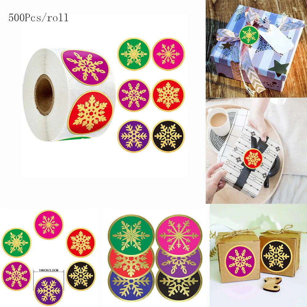 

500pcs Merry Christmas Stickers Christmas Tree Elk Candy Bag Sealing Sticker Christmas Gifts Box Labels Decorations New Year